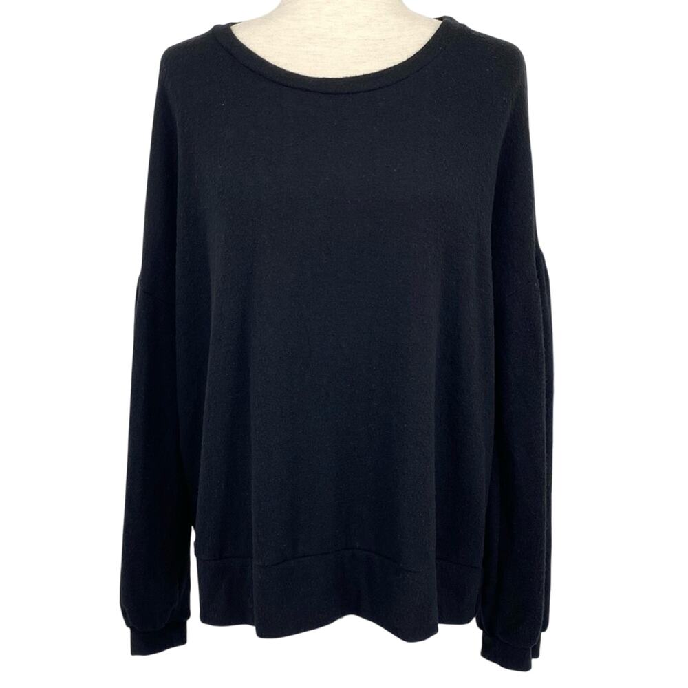 NEW EVERLEIGH Black Soft and Cozy Balloon Sleeve Sweater Size Large Casual